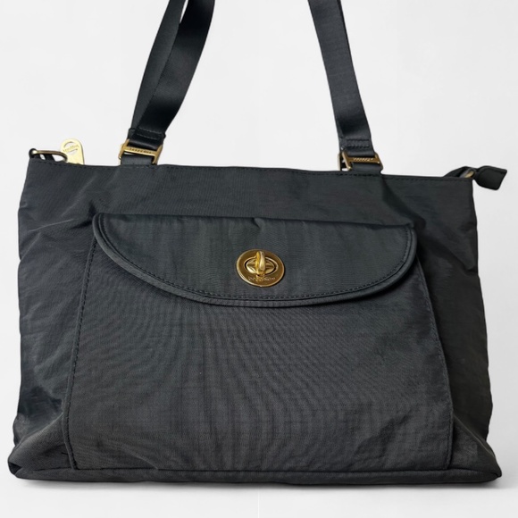 Baggallini Women's Gray Gold Hardware Nylon Med-Size Shoulder Bag Travel Tote - Picture 5 of 11
